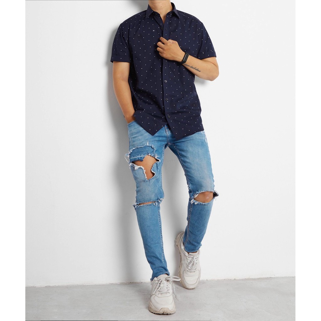 Áo sơ mi nam tay ngắn, họa tiết 3M basic - Chất liệu cotton 100% cao cấp - Form slim dễ phối đồ. | BigBuy360 - bigbuy360.vn