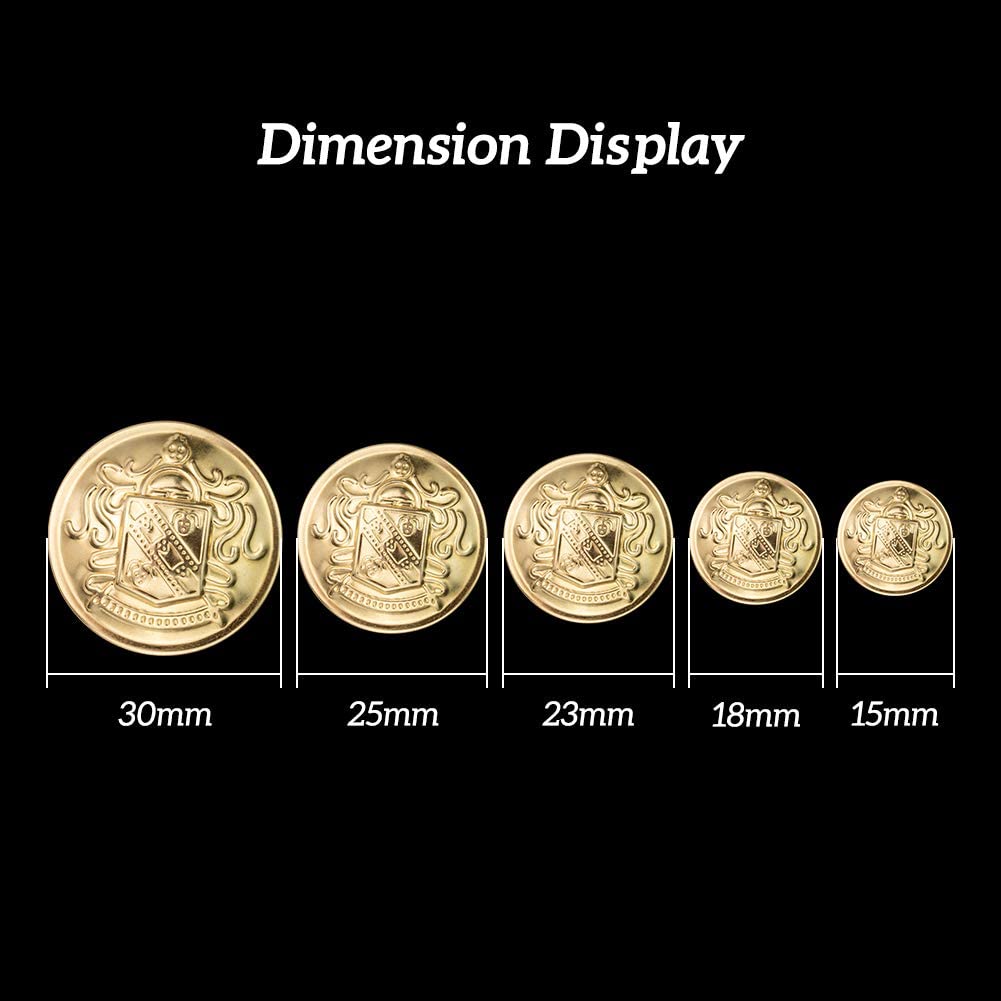 Nút kim loại BENECREAT CREST cho áo khoác blazer phong cách vintage 15mm 18mm 23mm 25mm 30mm