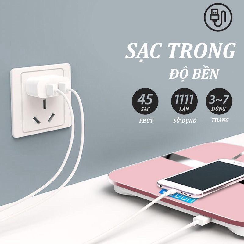 [GIÁ SIÊU SỐC] Cân Điện Tử Cân Sức Khỏe Màn Hình Led Sạc Pin Dùng Pin Gia Đình Kính Cường Lực Tải Trọng 180kg