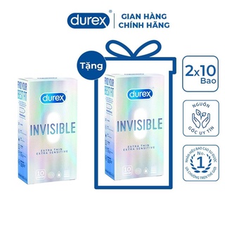 Bộ 2 hộp Bao cao su Durex Invisible Extra Thin mỏng chạm đỉnh