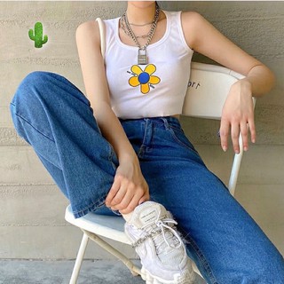 Croptop ôm sát nách hình bông hoa