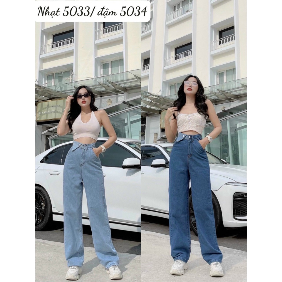 Quần jeans ống suông rộng dài đẹp
