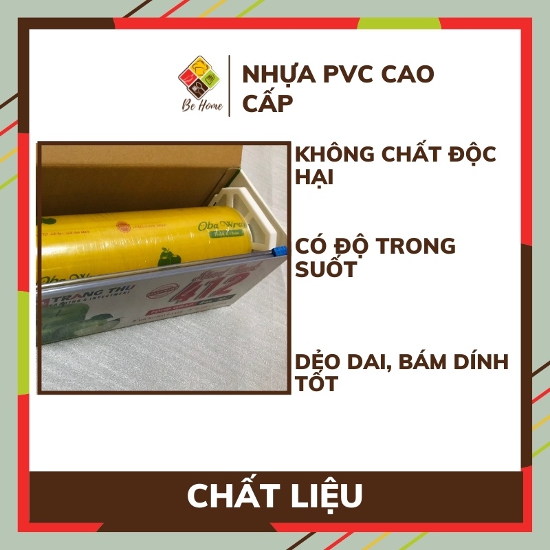 Màng Bọc Thực Phẩm Có Lưỡi Cắt TrangThu BEHOME Màng Bọc Thức Ăn Co Dãn Siêu Bền Đảm Bảo An Toàn [TRANGTHU412]