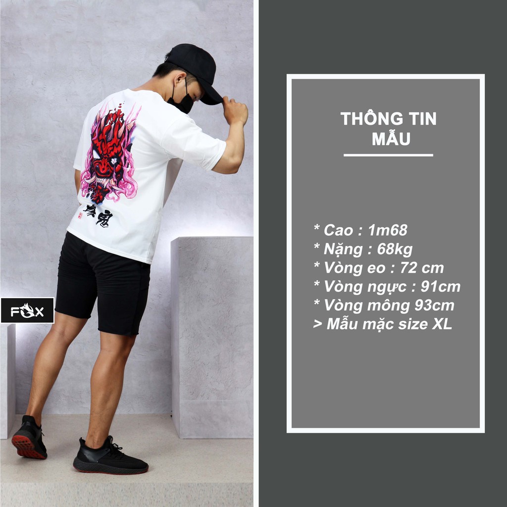 Áo thun tay lỡ THE FOX dáng Unisex form rộng phong cách Ulzzang hình quỷ ONI Nhật Bản Full size