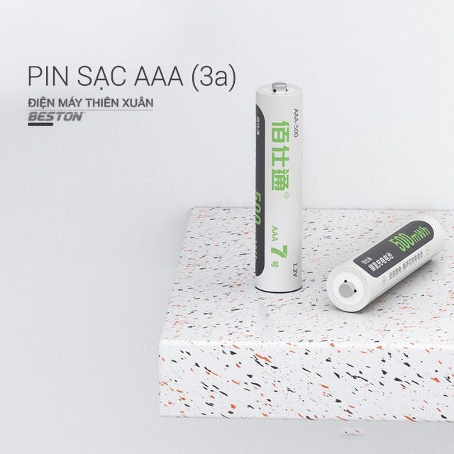 Pin sạc AAA Beston 500mWh pin thay thế cho pin AAA 1.5V (2 Viên AAA) cho remote, đồ chơi trẻ em, đồng hồ