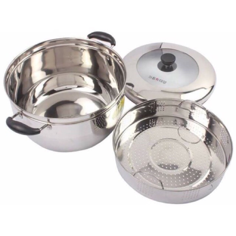 Nồi Inox Hàn Quốc Kèm Vỉ Hấp Xôi, Nồi Hấp Inox Nhiều Kích Thước, Nồi Inox Cao Cấp Tặng Kèm Vỉ Hấp Tháo Rời Linh Hoạt