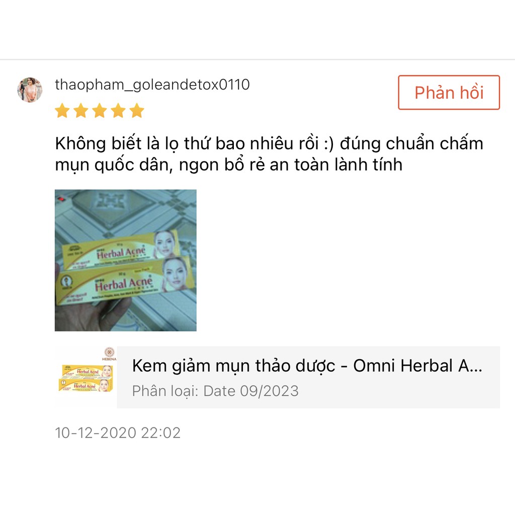 Kem giảm mụn thảo dược - Omni Herbal Acne Cream (SPK) - hebenastore