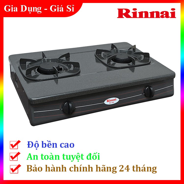 Bếp Gas Đôi Rinnai RV-360(GM)N , Màu Xám - Mặt Men , Bảo Hành Chính Hãng