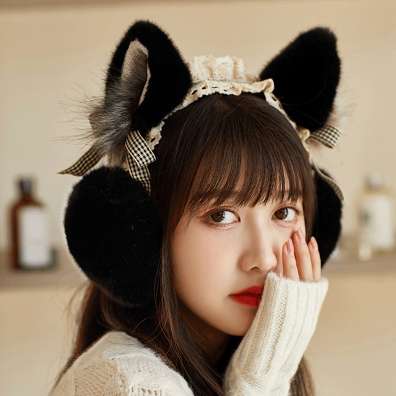 Bông Chụp Tai Hình Tai Mèo Phong Cách Lolita Dễ Thương