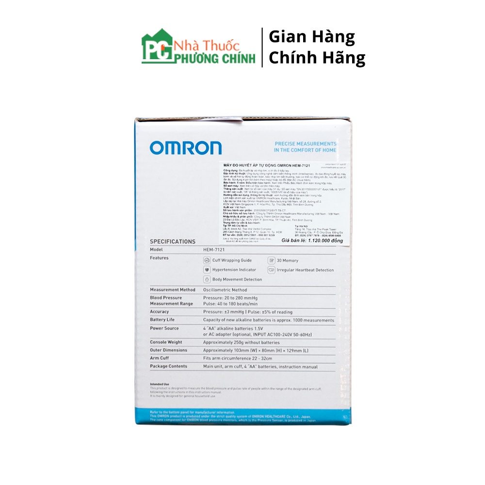 Máy Đo Huyết Áp Omron Hem 7121 Chính Hãng - Dễ Sử Dụng, Kết Quả Chính Xác, Công Nghệ Tiên Tiến Nhất