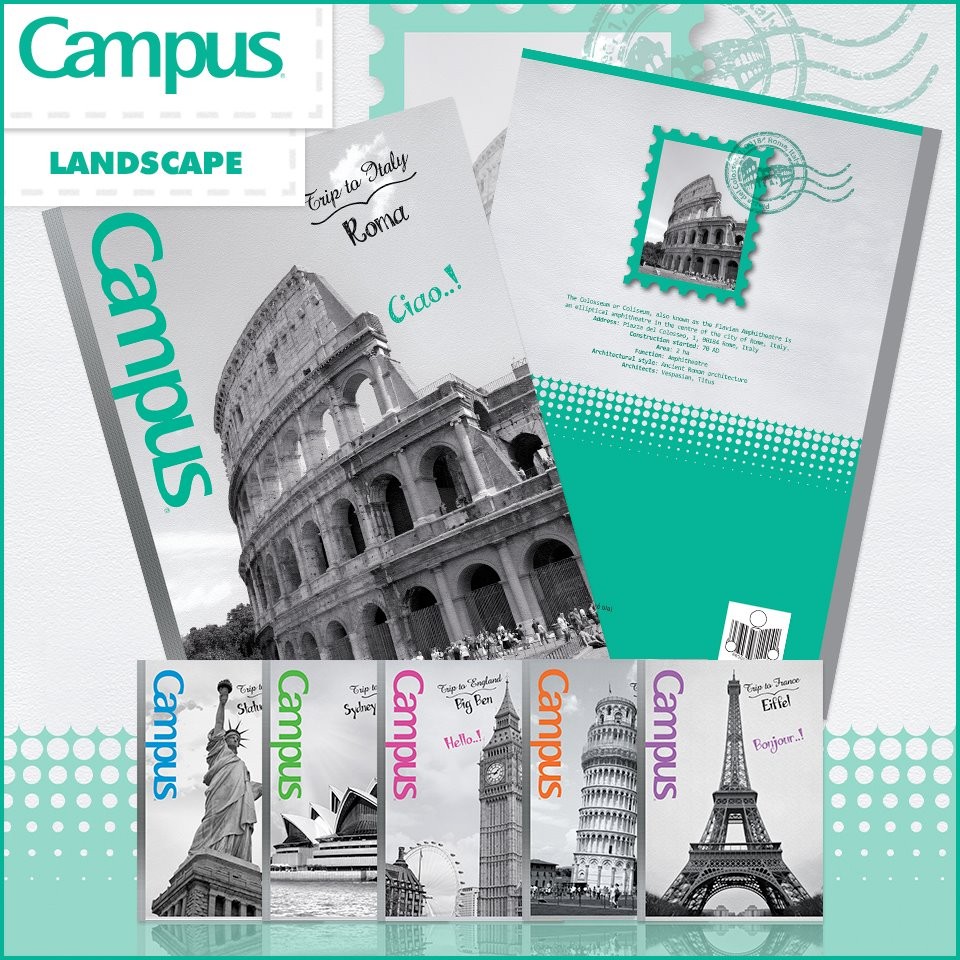 Lốc 5 quyển tập Campus sinh viên kẻ ngang Landscape 200 trang ( NB-BLAS200 )