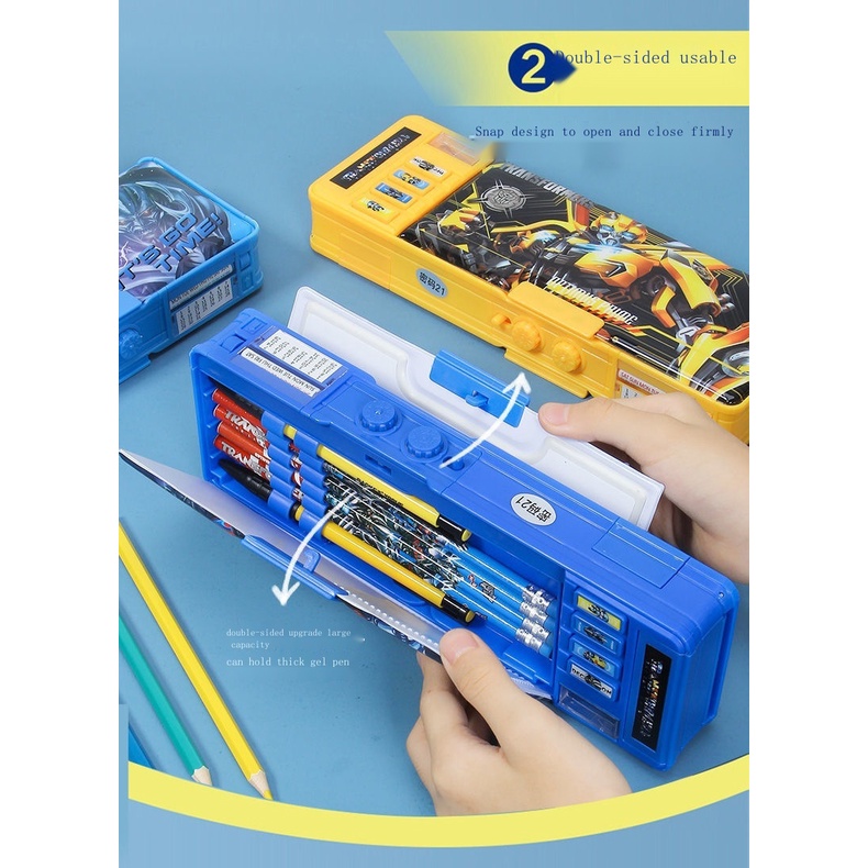 Transformers Hộp Đựng Bút Đa Năng Có Khóa Mật Khẩu Cho Học Sinh Tiểu Học