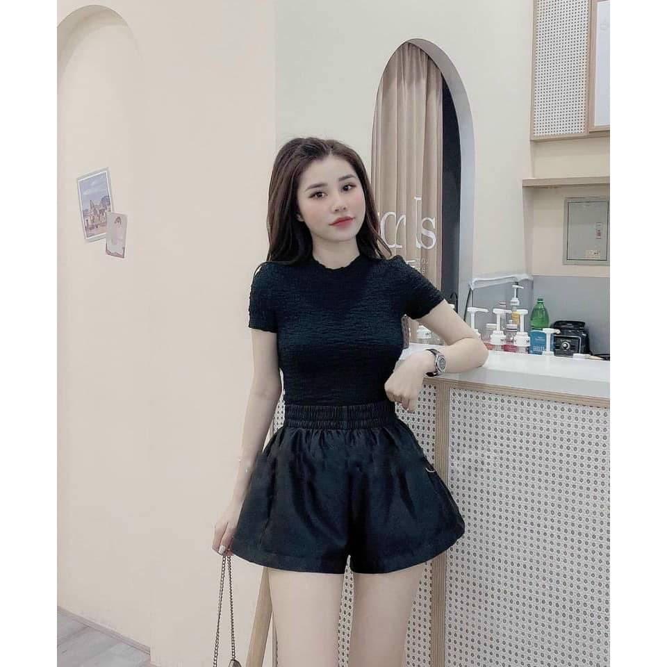 Áo thun xốp nhăn nữ FM Style, áo kiểu basic  cổ tròn thời trang I FM Online 220320600