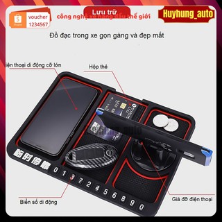 Khay để đồ trên ô tô cao su chống trượt kèm số điện thoại trên taplo xe hơi ô tô by huyhung_auto