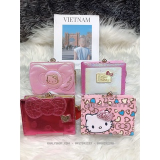 Bóp ví tiền cầm tay nút bấm da mềm hình Mèo Hello Kitty nhiều ngăn siêu xinh cho bé gái, bạn nữ