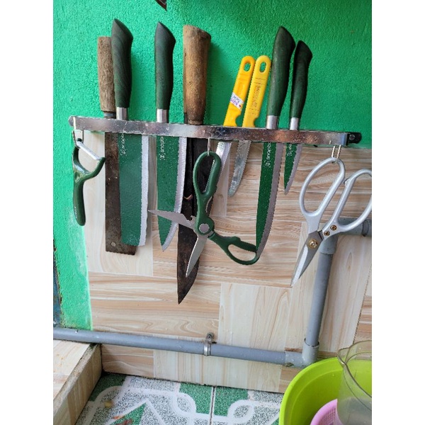 Kệ nhà bếp inox cao cấp, kệ máng dao, treo thớt đa năng, máng xoong chảo, dắt, vắt