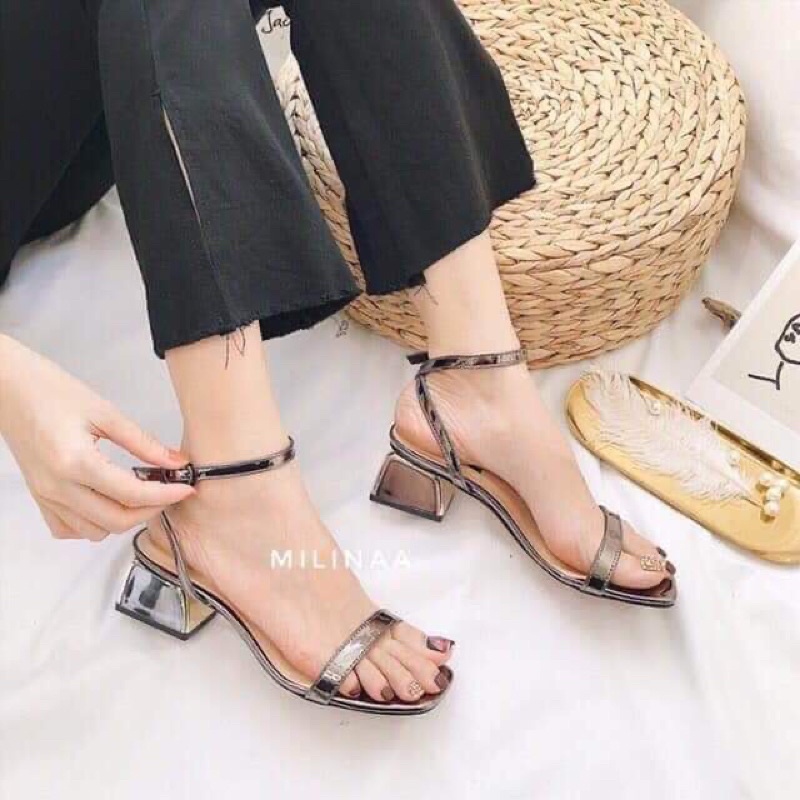 Sandal nữ gót vuông 3cm chắc chắn ( có dính kèm video tự quay)