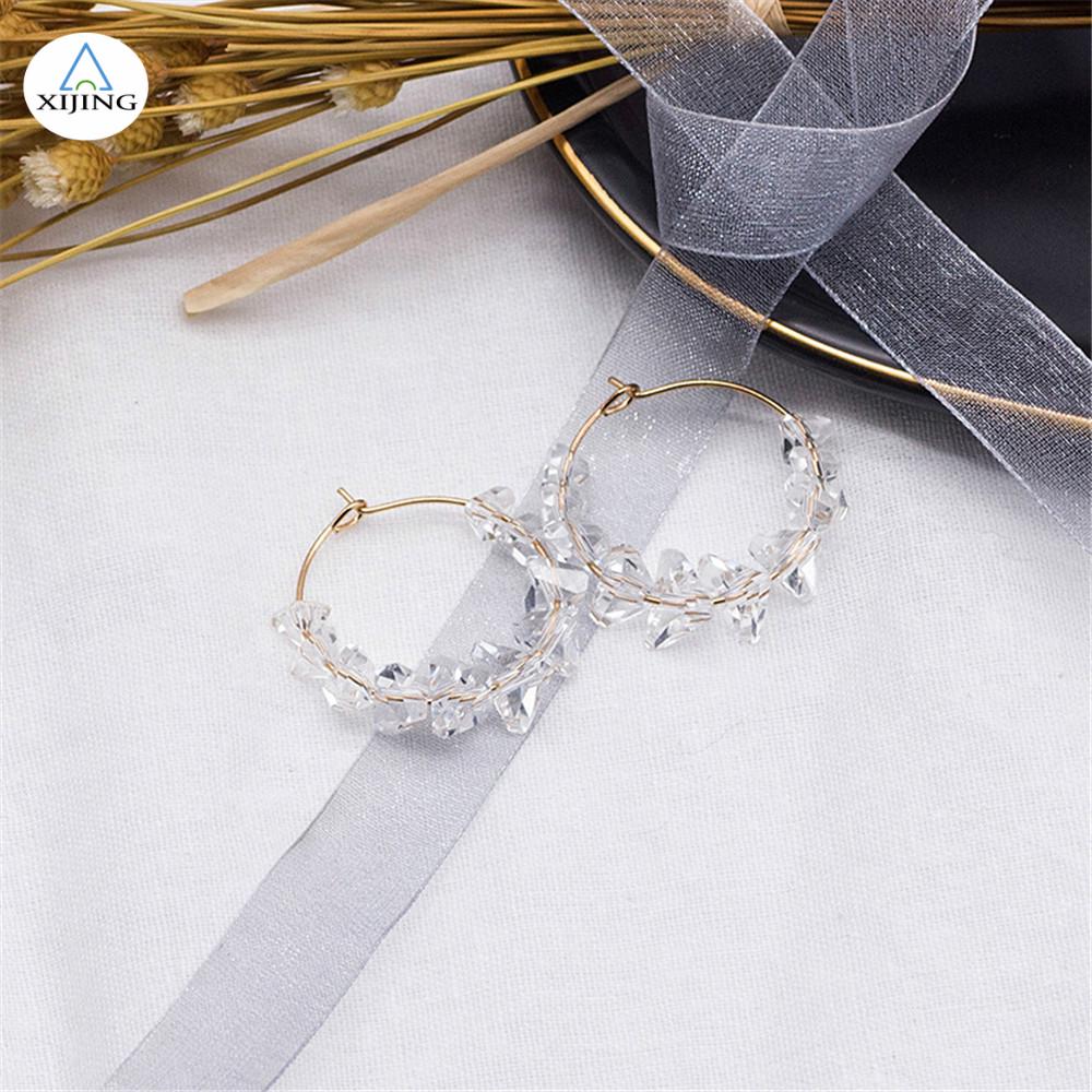 Korean Version Of The New Temperament Simple Crystal Hoop Earrings