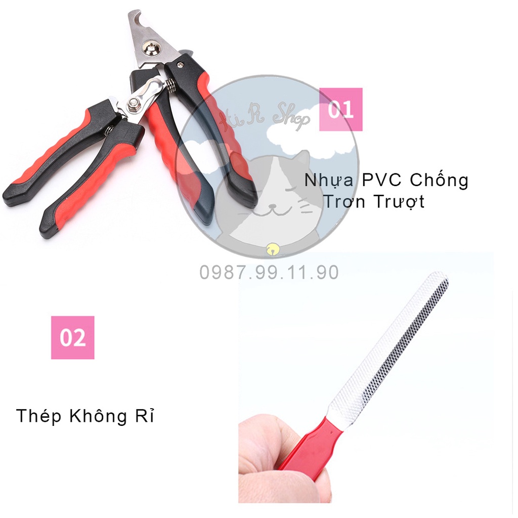 [Full Bộ] Kìm Cắt Móng Cho Chó Mèo Đỏ Đen Chất Liệu Nhưa Kèm Thép Không Rỉ Tặng Kèm Dũa