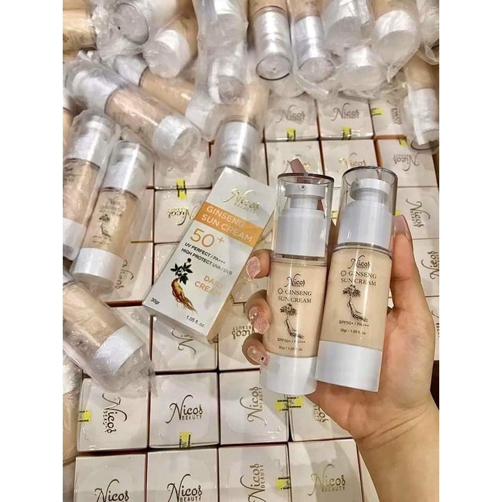 Kem Chống Nắng Vật Lý Rể Sâm Nicos Ginseng Sun Cream SPF50+