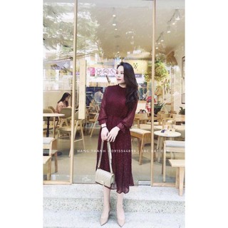 Váy maxi voan chấm bi