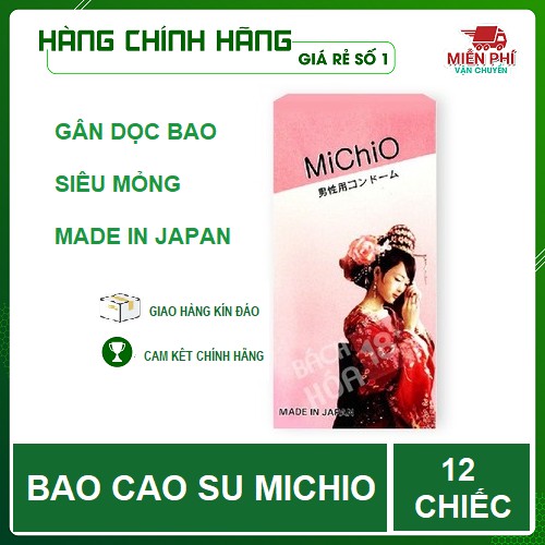 [BÁN SỈ] Combo 10 Hộp Bao cao su Michio Nhật Bản (120bao), bao cao su siêu mỏng có gân và mùi hương nhẹ nhàng quyến rũ