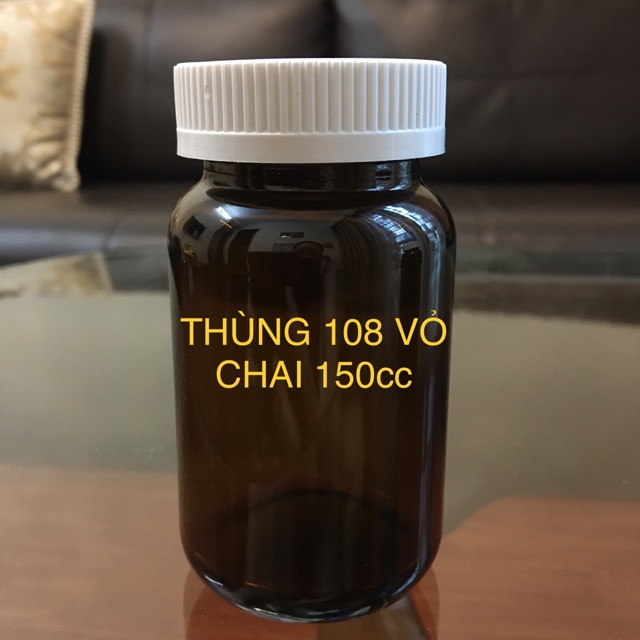 THÙNG 108 VỎ CHAI THUỐC VIÊN THUỶ TINH 150cc TUỲ CHỌN NÚT