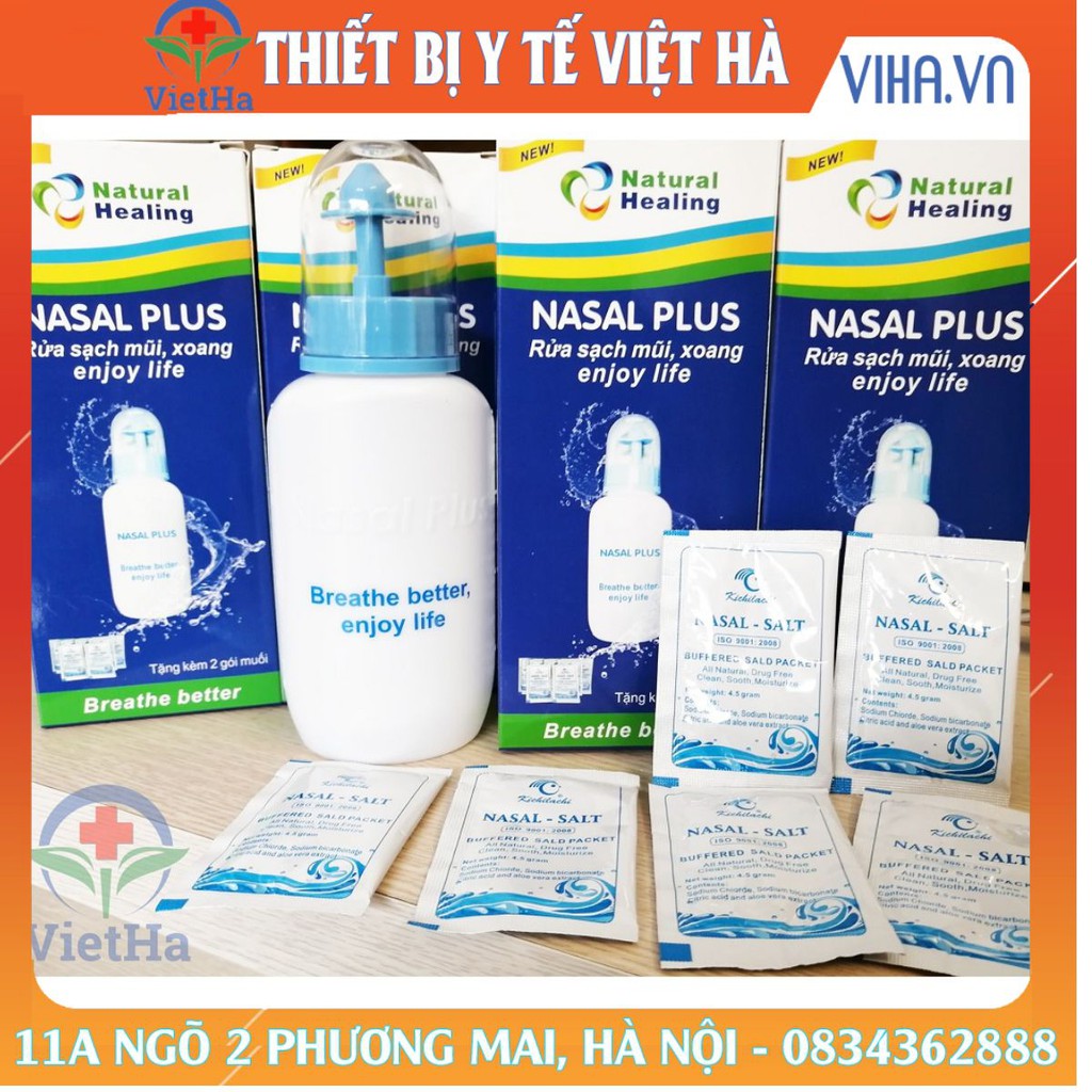 Bình rửa mũi cao cấp Nasal Plus Tặng kèm 02 gói muối biển