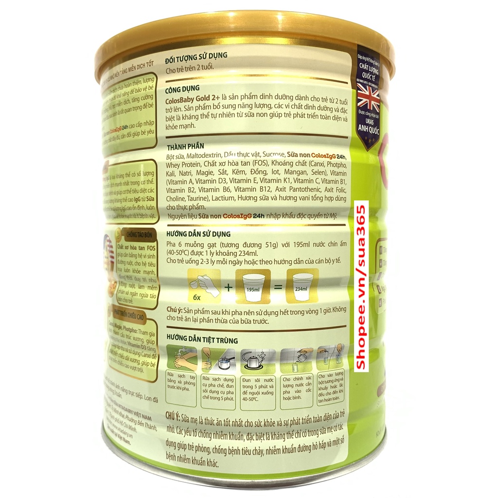 Sữa Colosbaby 1000 IgG Gold 2+_800gr (Date mới nhất)