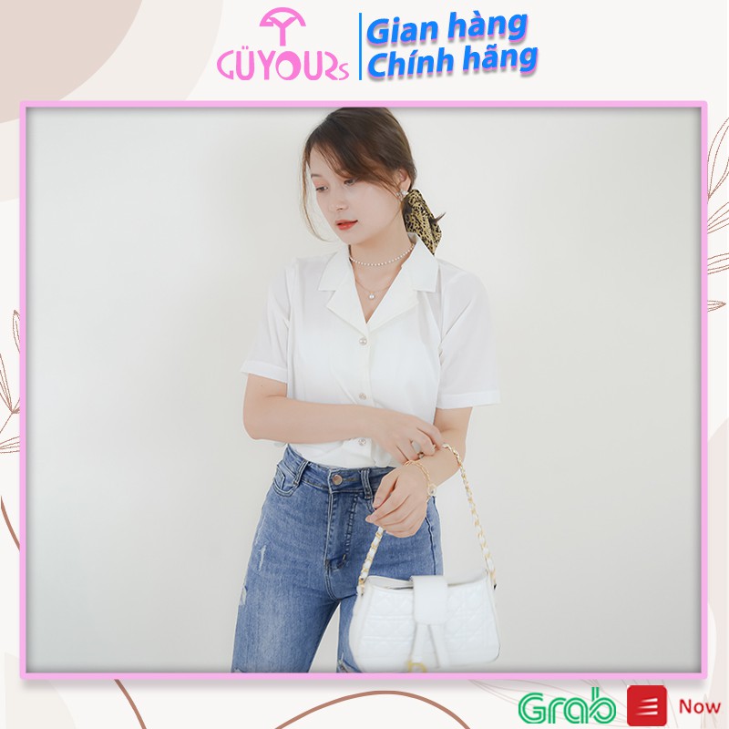 Áo sơ mi cổ vest quốc dân nhất định nên có, phối chân váy, quần jeans ,quần tây , quần sort bao xinh ASM1