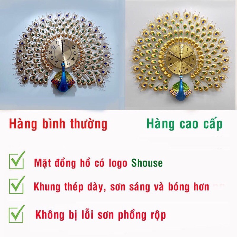 Đồng hồ treo tường hình chim công A83 (Hàng cao cấp )