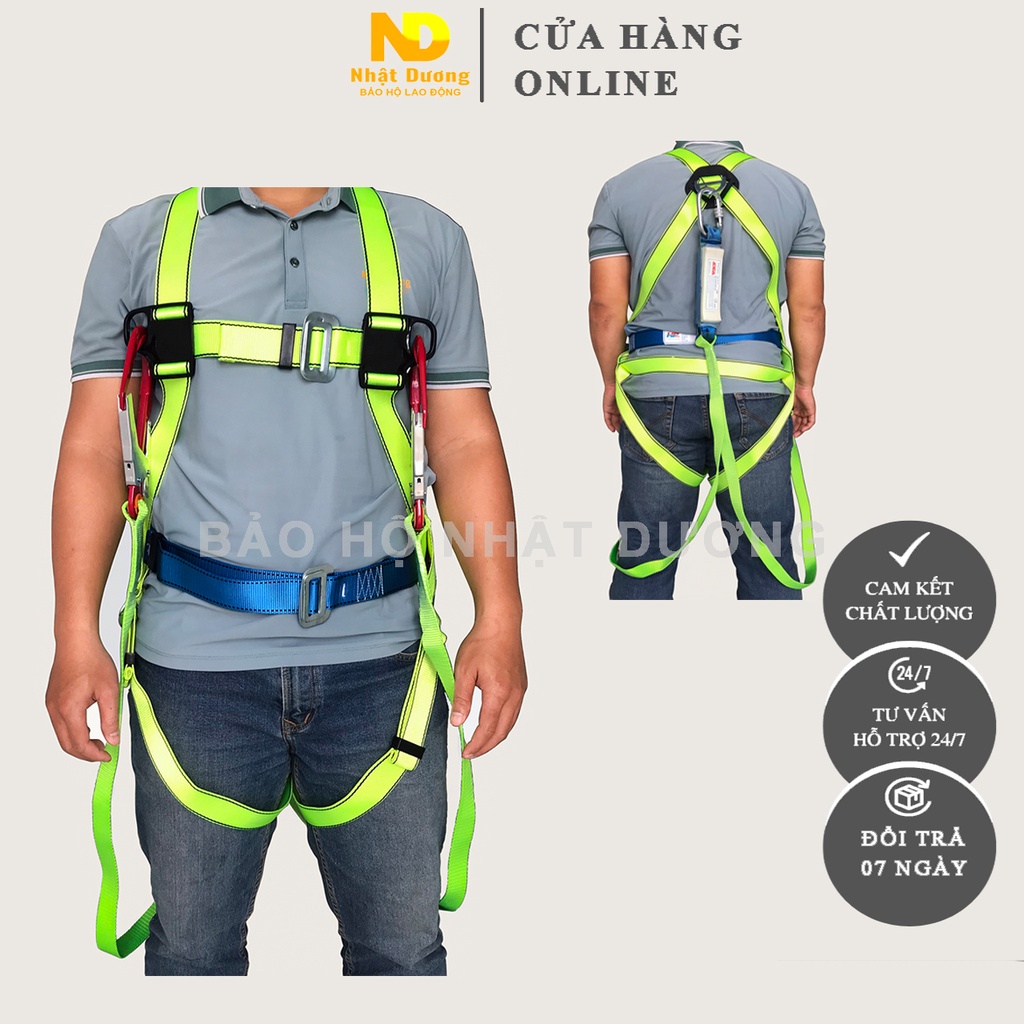 Dây đai an toàn toàn thân 2 móc nhôm giảm xóc Adela TX33, Dây bảo hộ lao động Nhật Dương