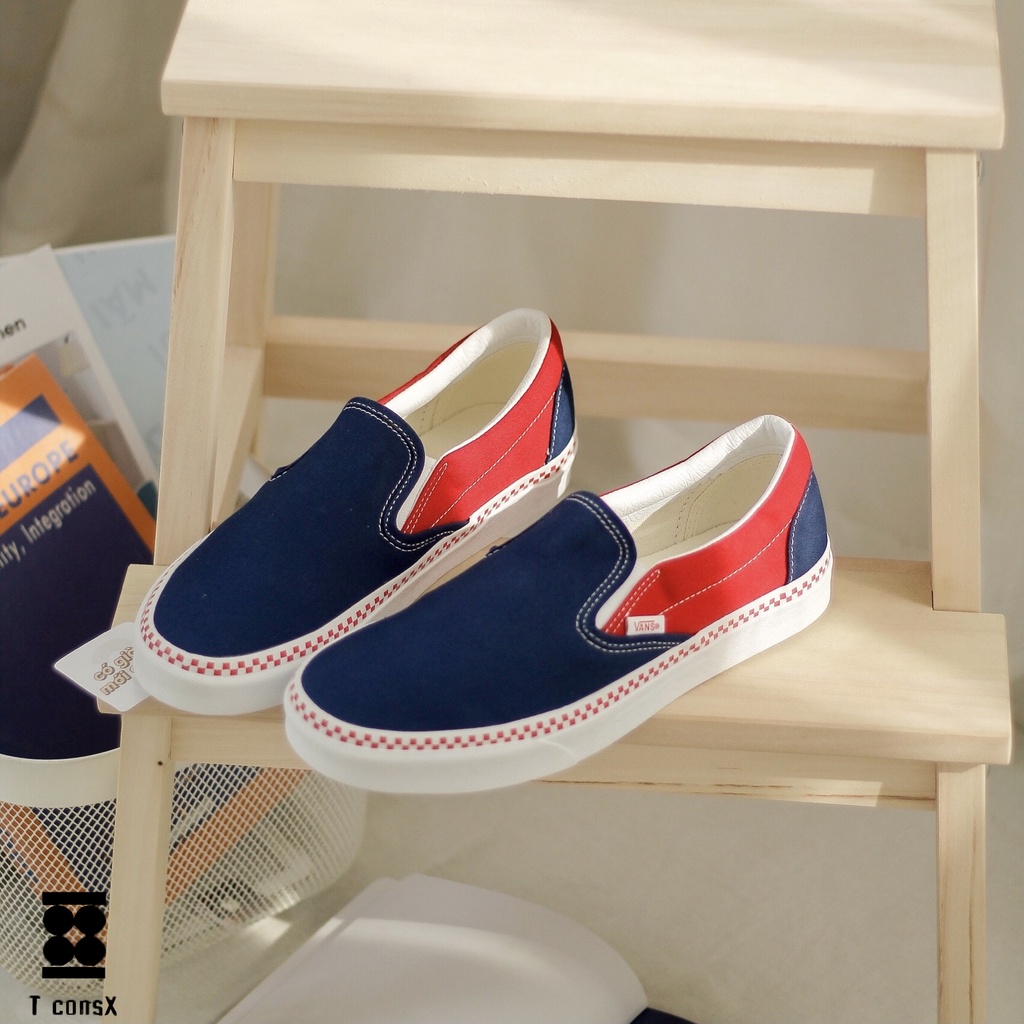 Giày Vans Slip On Navy/Red Caro