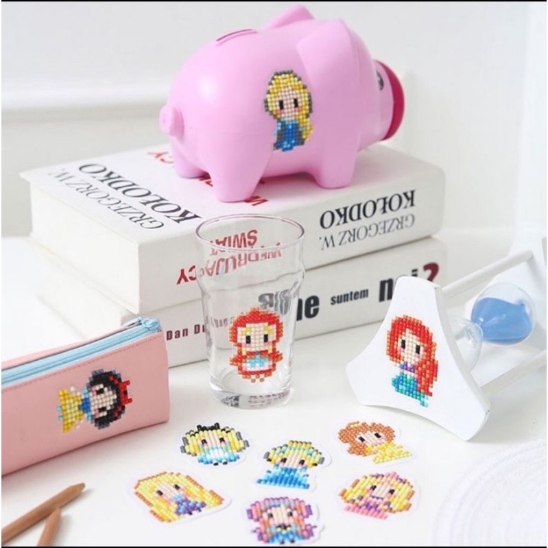 Sét 4 tranh đính hạt đá sticker 3D mini cho bé