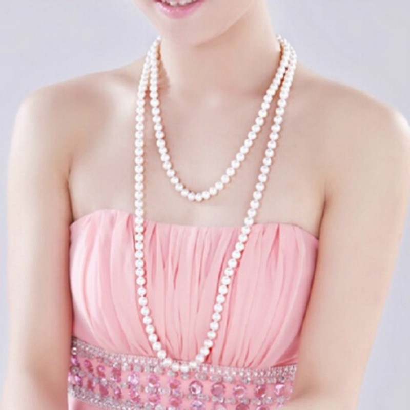 Vòng cổ Dài Đính Ngọc Trai Thời Trang Cho Nữ