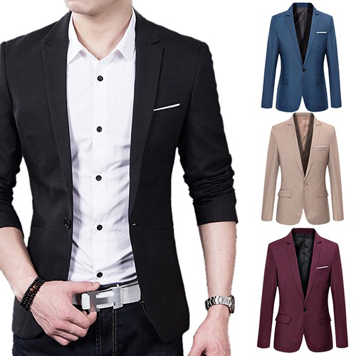 Áo Khoác Blazer Màu Sắc Đơn Giản Thanh Lịch Cho Nam