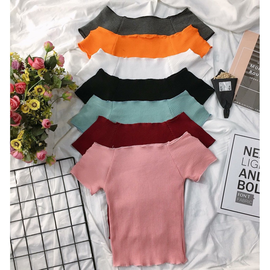 [ SALE kèm clip thật  ] Áo bẹt vai gân hình thật U2102