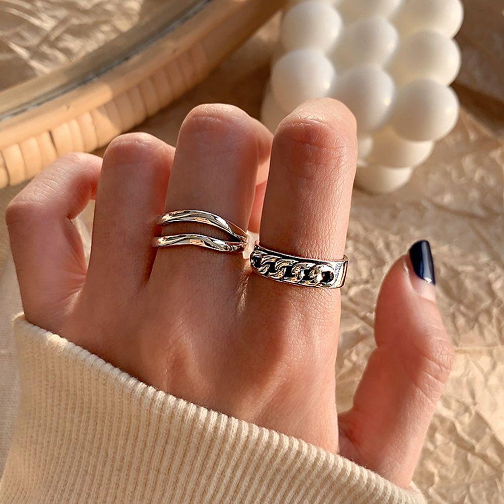 MXGOODS Bộ Nhẫn Hở Dạng Xoắn Phong Cách Punk Đơn Giản Cho Nữ