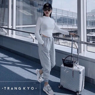 Quần jogger nữ chất nỉ da cá 2 màu