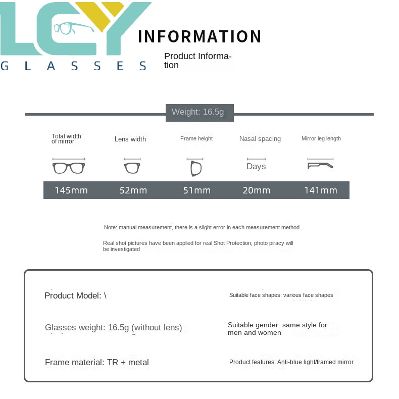 Mắt Kính TR90 Chống Ánh Sáng Xanh Siêu Nhẹ Thời Trang Cho Nữ Cận 6053