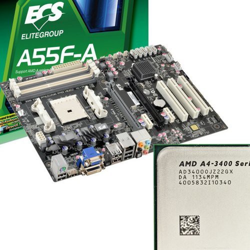 COMBO AMD CŨ MAIN ECS A55 FM 1 + CPU A4 3400 + FAN ZIN