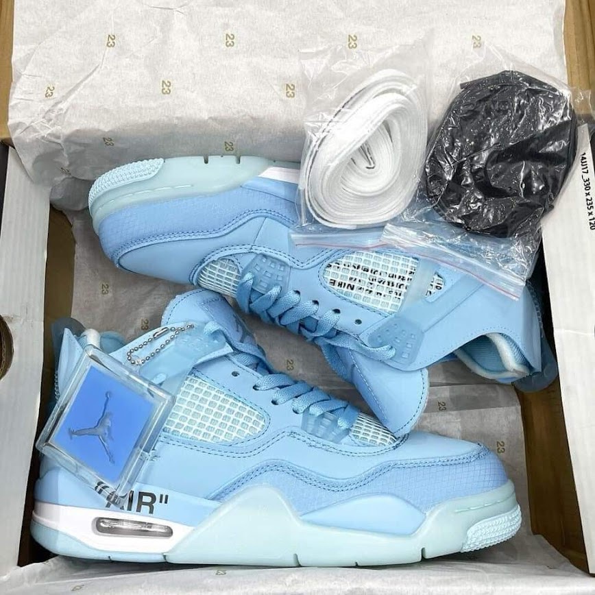 Giày Sneaker Jordan 4 Xanh Dương University Blue Nam Nữ Full Box-Bill