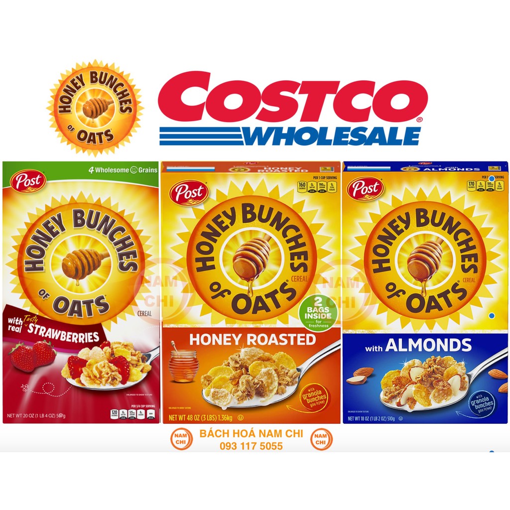 NGŨ CỐC ĂN SÁNG POST CEREAL HONEY BUNCHES OF OATS WITH ALMONDS HONEY ROASTED NEW LARGE SIZE CHUẨN COSTCO USA ĂN CỰC NGON