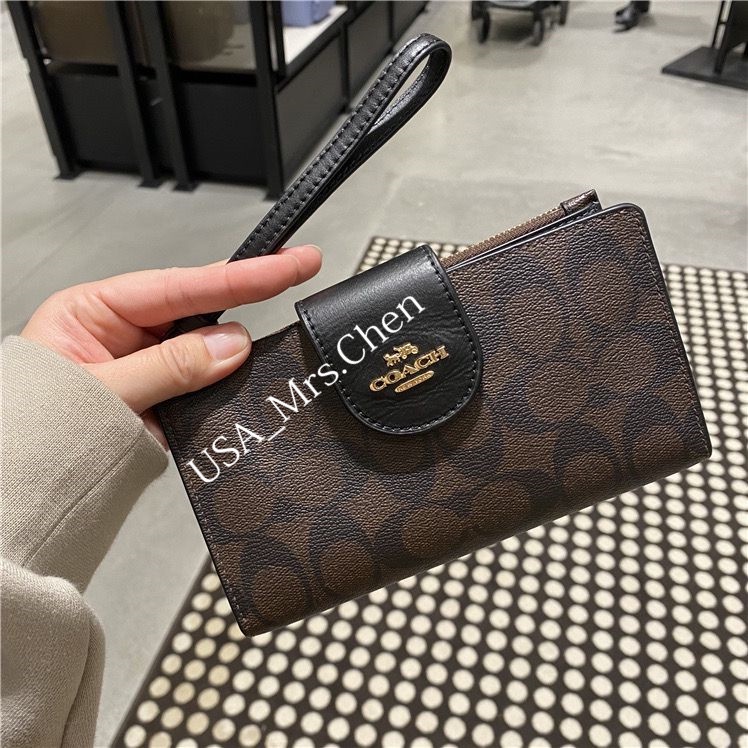 COACH C2869 túi điện thoại di động túi đeo tay túi ly hợp túi thẻ ví kẹp dài