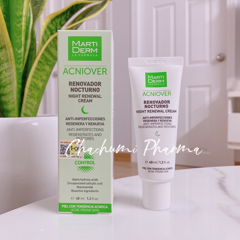 Kem dưỡng tái tạo ban đêm cho da dầu mụn Martiderm acniover night renewal cream
