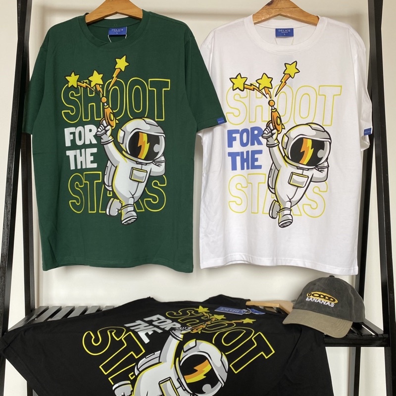 [ Full Box + Tag ] Áo thun phông Unisex cotton 100% form rộng tay ngắn SHOOT FOR THE STARS