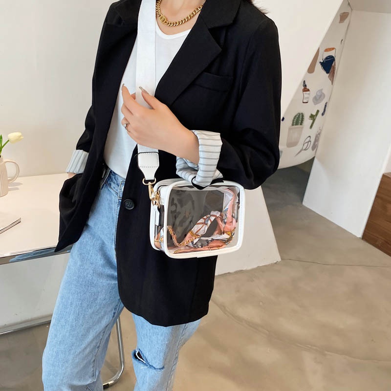 Túi xách IELGY dây đeo vai bản rộng đựng điện thoại bằng PVC kiểu Hàn Quốc cho nữ