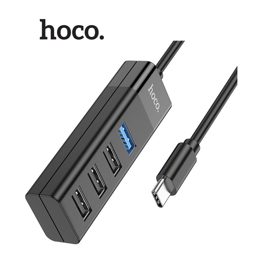 Hub Hoco HB25 Type-C sang 4 cổng USB vật liệu TPE cao cấp siêu nhẹ tương thich nhiều thiết bị