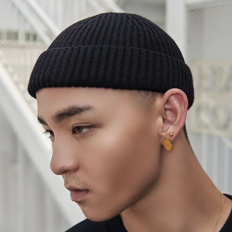Mũ beanie dệt kim mềm mại thiết kế giữ ấm phong cách hip hop thời trang mùa đông cho nam