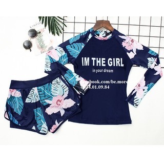 Đồ bơi dài tay nữ short hoa